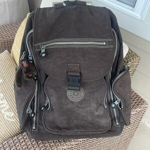 Kipling rolling backpack bookbag brown